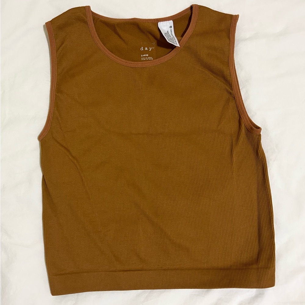 a new day Dark Mustard Ribbed Tank Top